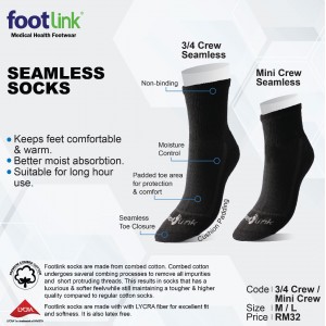 Seamless Cotton Socks (3/4 Crew) - Diabetic Socks For Men & Women